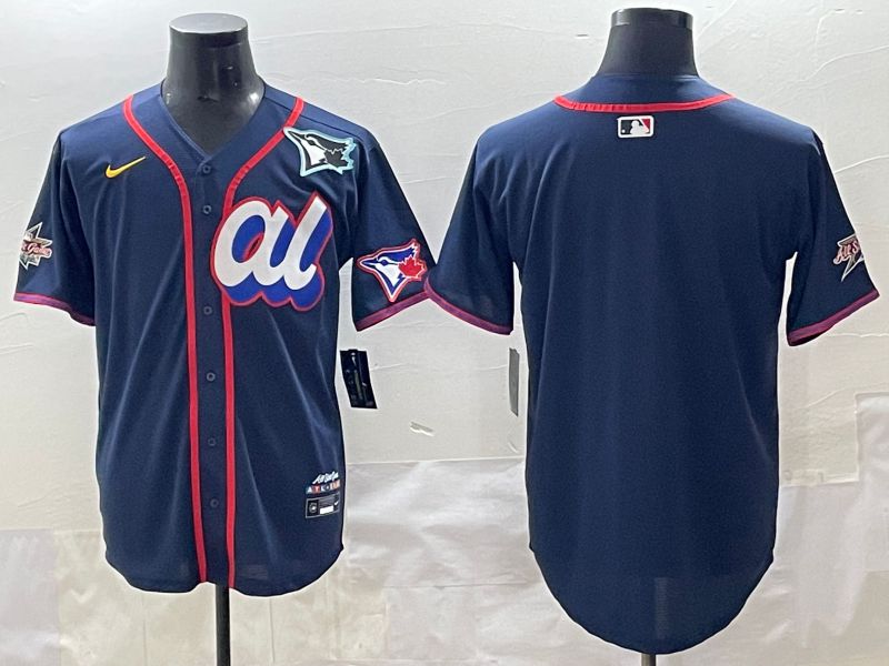 Men 2025 Toronto Blue Jays Blank Drak Blue All star Blank Blue Nike MLB Jersey style 3